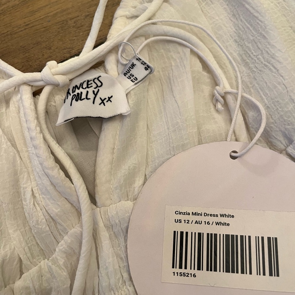 NWT White Boho Mini Dress Size 12 - Picture 3 of 13